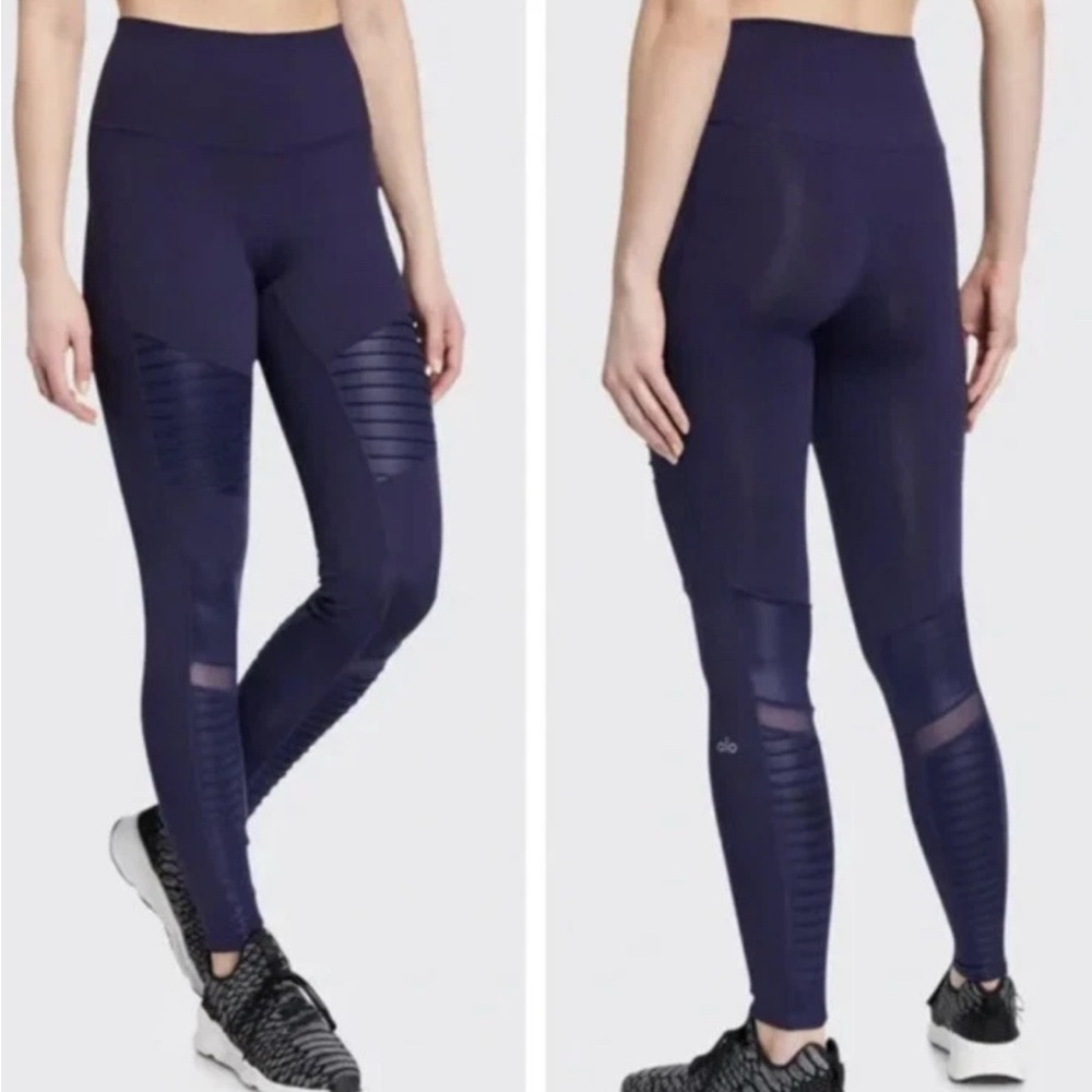 alo navy motto leggings size large